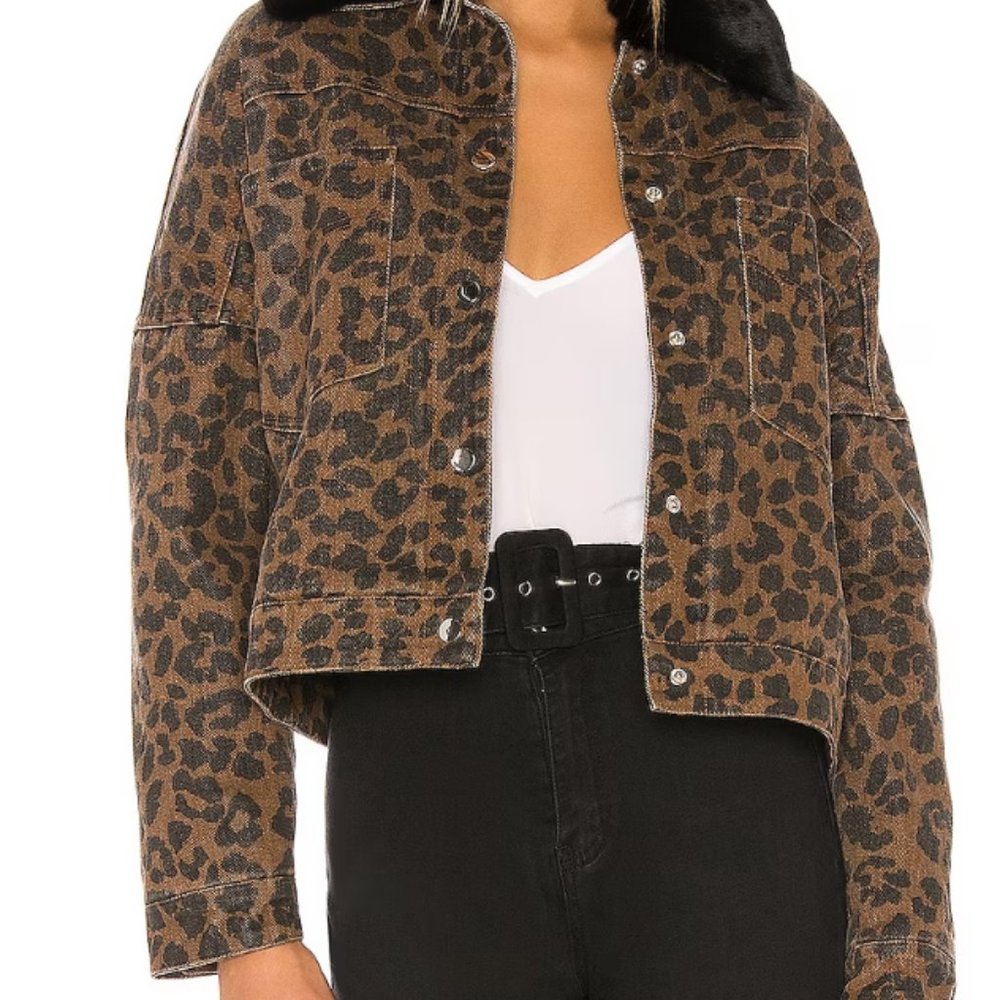 Superdown Animal Print Denim jacket